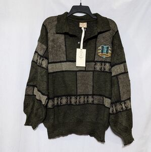 Vintage Urban Outfitters Renewal Zengibar Patchwork Green/Brown Polo Sweater